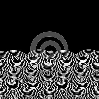 Seigaiha or seigainami literally means wave of the sea. card banner design for text abstract scales simple Nature doodle lines Vector Illustration