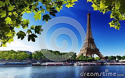 Seine in Paris with Eiffel tower Stock Photo