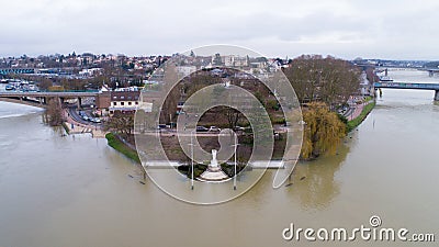 The Seine river floods in Conflans Sainte Honorine, January 30 Stock Photo