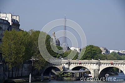 Seine River Paris, Eiffel Tower Editorial Stock Photo