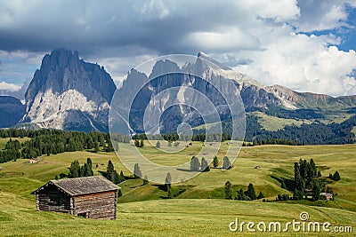 Seiser Alm, Alpe di Siusi landscape, Dolomites Alps, Italy Stock Photo