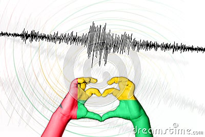 Seismic activity earthquake Guinea Bissau symbol of heart Stock Photo