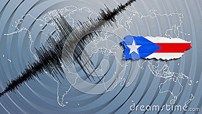 Seismic activity earthquake Puerto Rico map Stock Photo
