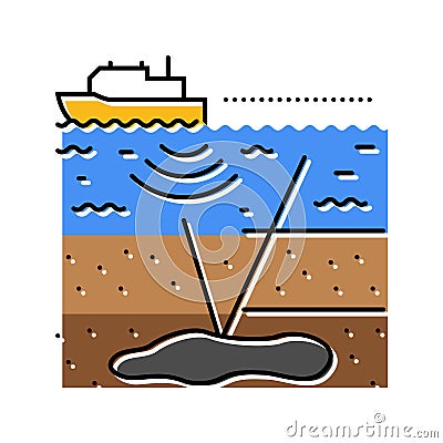 seismic surveying petroleum engineer color icon vector illustration Vector Illustration