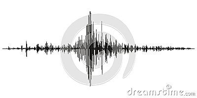 Seismogram of different seismic activity record vector illustration, earthquake wave on paper fixing, stereo audio wave diagram ba Vector Illustration