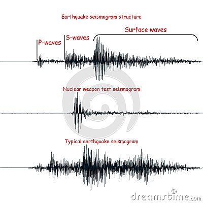 Seismogram graph set. Vector Illustration