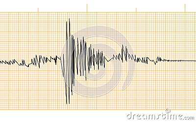 Seismogram of seismic activity or lie detector record on yellow chart paper Vector Illustration