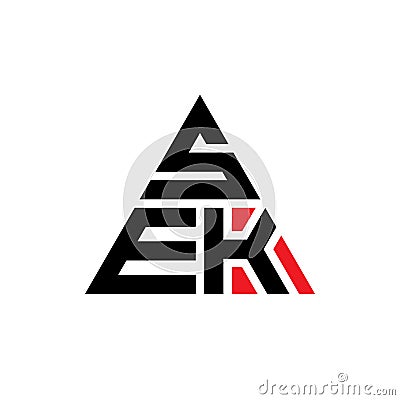 SEK triangle letter logo design with triangle shape. SEK triangle logo design monogram. SEK triangle vector logo template with red Vector Illustration
