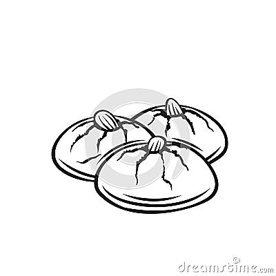 Sekerpare, Turkish dessert line icon, semolina soft balls of almond pastry with syrup Vector Illustration