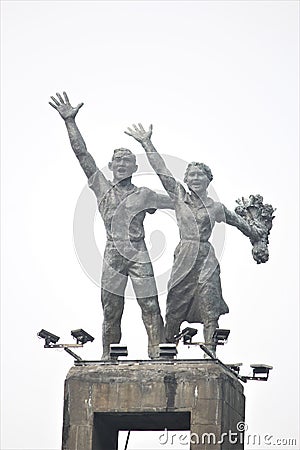 selamat datang statue in bundaran hotel indonesia Editorial Stock Photo