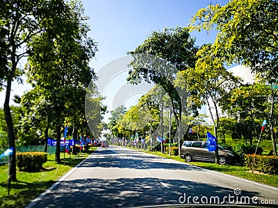 SELANGOR, MALAYSIA - 28 April 2018 : flags and banners of political parties that will participate in Malaysia`s 14th General Elect Editorial Stock Photo