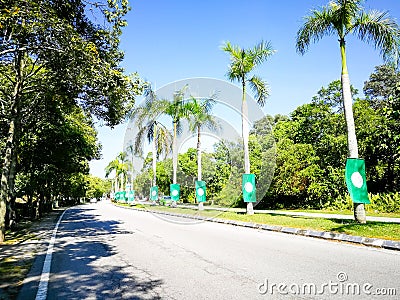 SELANGOR, MALAYSIA - 28 April 2018 : flags and banners of political parties that will participate in Malaysia`s 14th General Elect Editorial Stock Photo