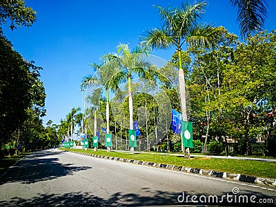 SELANGOR, MALAYSIA - 28 April 2018 : flags and banners of political parties that will participate in Malaysia`s 14th General Elect Editorial Stock Photo