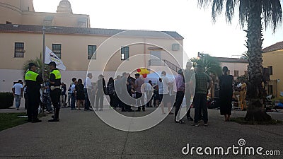 Selargius, Italy - 09 June 2017: People rounded up to hear political ideas for votes from the italian party called Movimento 5 St Editorial Stock Photo