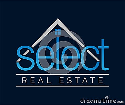 SELECT Beautiful Classical Blue Real Estate Logo Vector Illustration