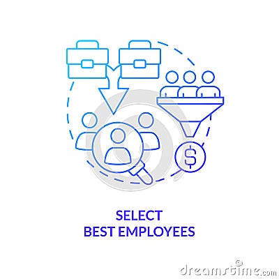 Select best employees blue gradient concept icon Vector Illustration