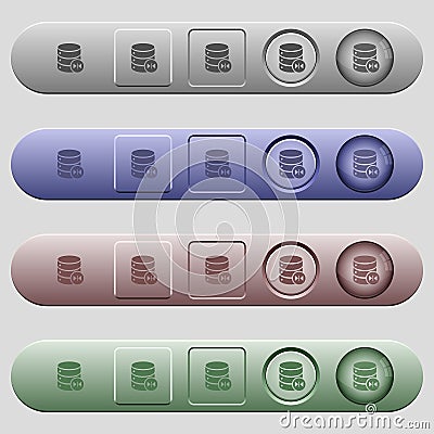 Select database table column icons on horizontal menu bars Stock Photo