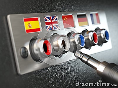 Select language. Learning, translate languages or audio guide co Cartoon Illustration