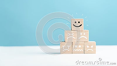 Select positive emotion icon, mental health assessment max positive. Thinking boost energy or fresh wellness wellness,world mental Stock Photo