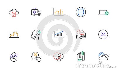 Select user, Globe and Attached info line icons for website, printing. For design. Vector Vector Illustration