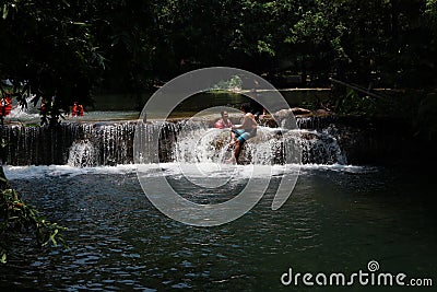 Selectable focus blur Beautiful landscape. Chet Sao Noi Waterfall Chet Sao Noi Waterfall National Park, Editorial Stock Photo