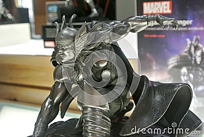 The selected focus of THOR of Avengers action figures from Marvel comic and movie. Editorial Stock Photo