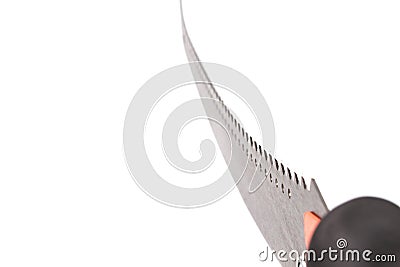 Steel blade of Curved Pruning saw. Stock Photo