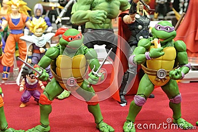 Selected focused of fictional action figure character TEENAGE MUTANT NINJA TURTLE. Editorial Stock Photo