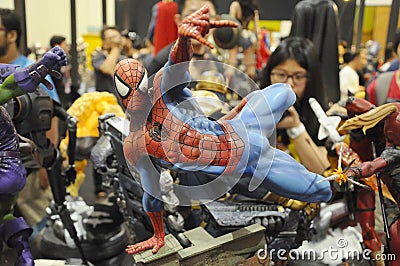 Selected focused on Marvel Comic action figure called Spider-man. He was one of the Avengers teams. Action figures displayed by th Editorial Stock Photo