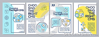 Selecting best CMS blue and yellow brochure template Vector Illustration