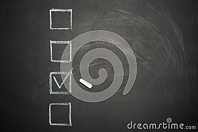 selection on black board with chalk board Stock Photo