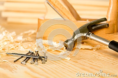 Selection of carpenter tools Stock Photo