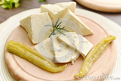 Selection of cheese - organic dairy products. Stock Photo