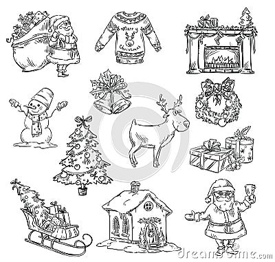 Selection of Christmas symbols Vector Illustration