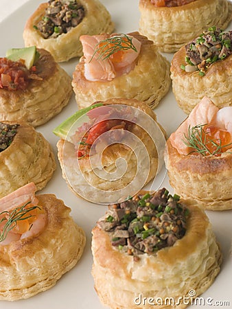 Selection of Cocktail Vol au Vents Stock Photo