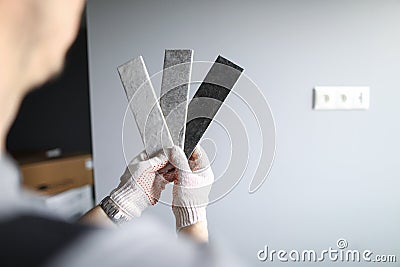 Selection colors for finishing walls in apartment Stock Photo