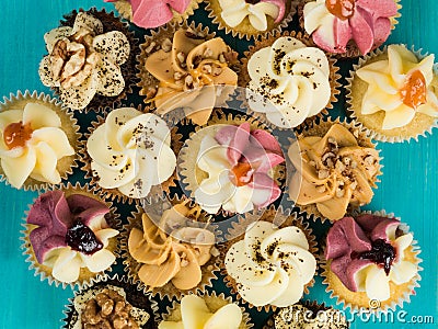 Selection of Decorated Fairy or Fancy Cakes Stock Photo