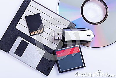 Selection of different computer storage devices Stock Photo