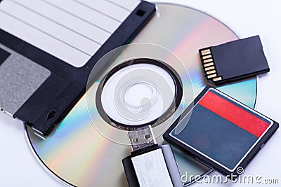 Selection of different computer storage devices Stock Photo