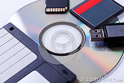 Selection of different computer storage devices Stock Photo