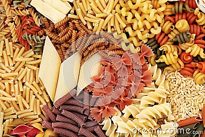 Selection of Dried Pasta Types Stock Photo