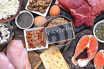 Selection food sources of protein. healthy diet eating concep Stock Photo