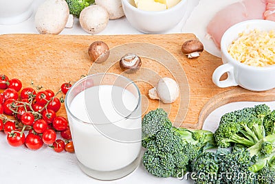 Selection of ingredients for quiche lorraine Stock Photo