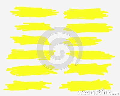 A selection of the line of stroke markers. Vector highlight brush lines. Hand drawing sketch underlined, stripes. Isolated. Vector Illustration