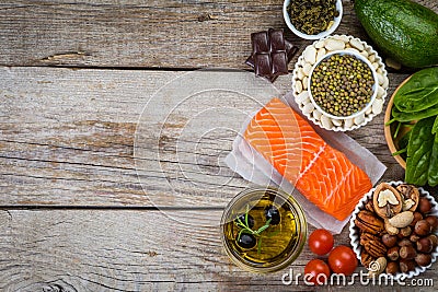 Selection of nutritive food - heart, cholesterol, diabetes Stock Photo