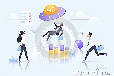 Selection process and success choice of best employee by professional team of HR managers Vector Illustration