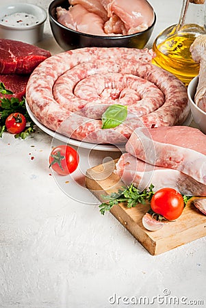Selection of raw meat Stock Photo