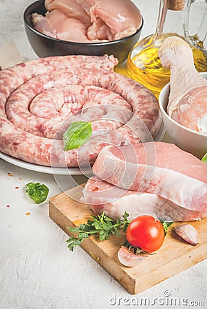 Selection of raw meat Stock Photo