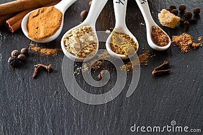 Selection of spices for christmas and thanksgiving Stock Photo