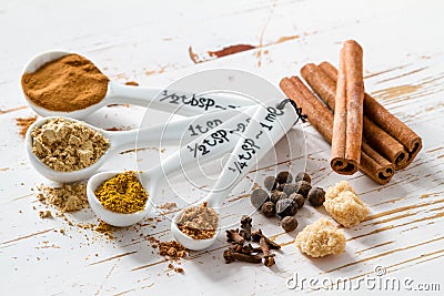 Selection of spices for christmas and thanksgiving Stock Photo